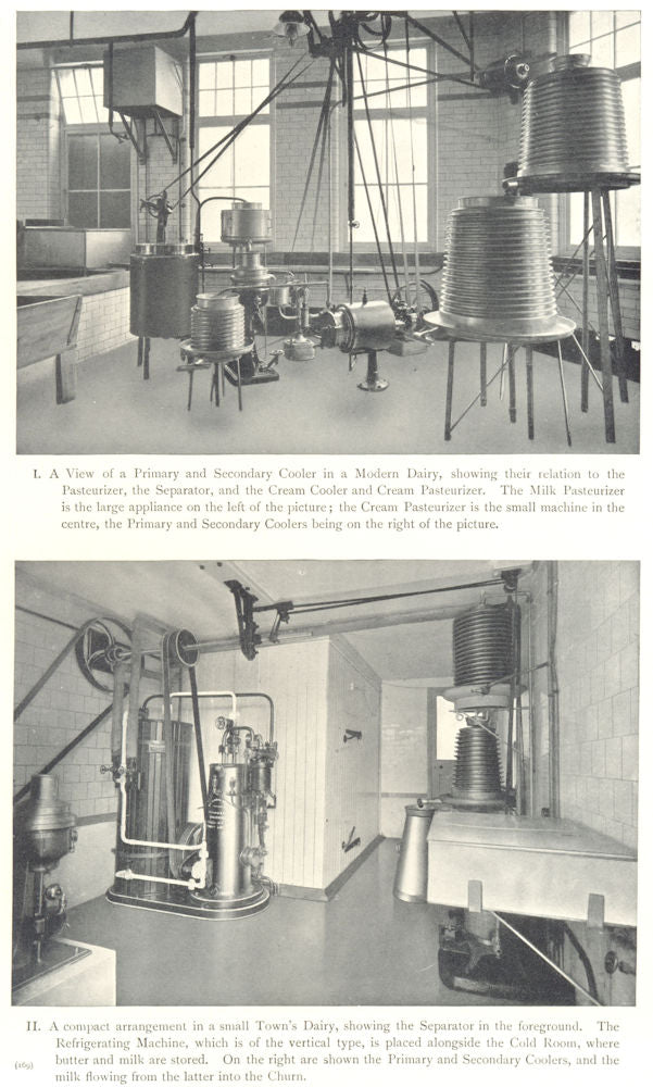 DAIRY REFRIGERATION. Primary and Secondary Cooler. Pasteurizer 1912 old print